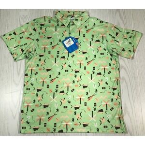 Columbia PFG Super Slack Tide Performance Stretch Polo Men M Green UPF 50 New